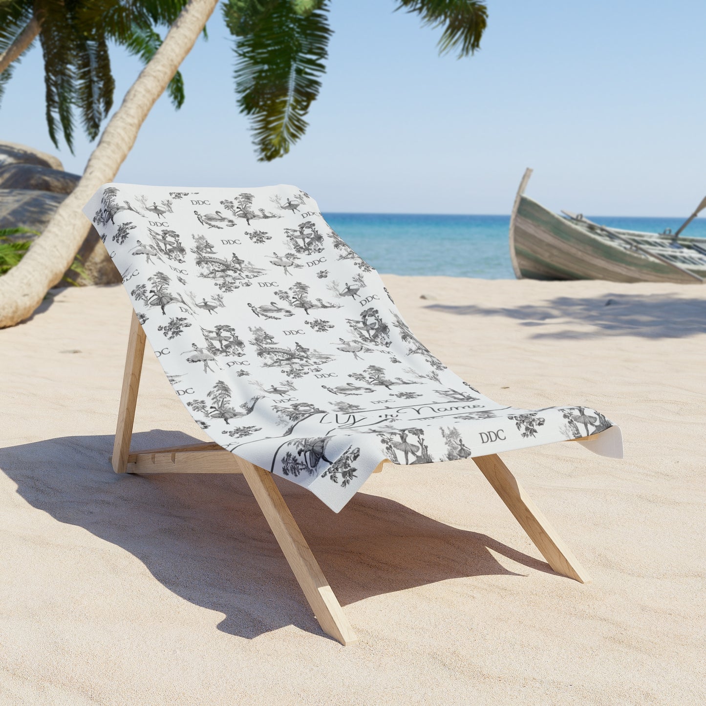 Personalized Ballerina Floral Print Beach Towel