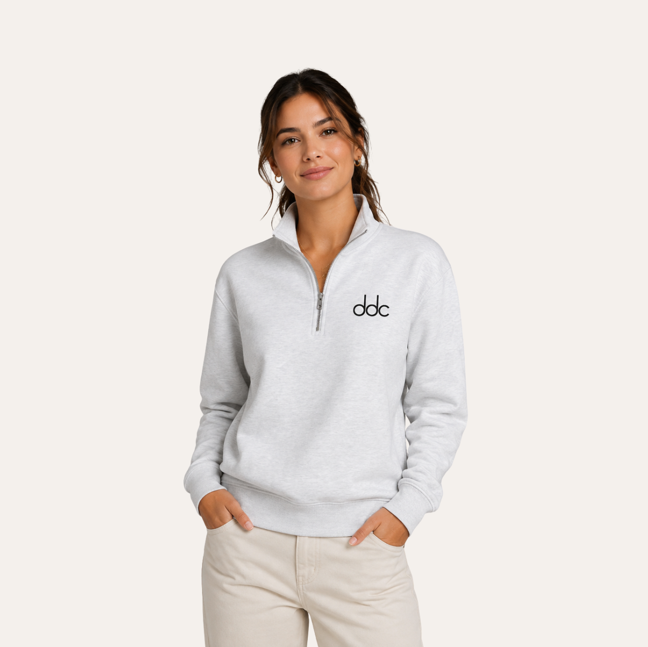 Adult Midweight Quarter Zip Embroidered Pullover