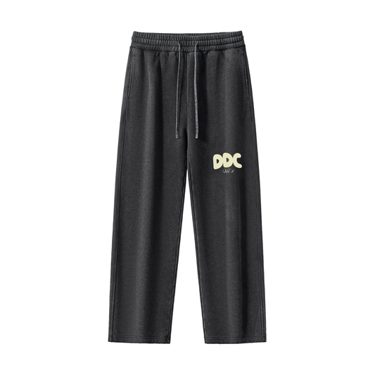 Adult White Fox Frayed Enzyme Washed Sweatpants