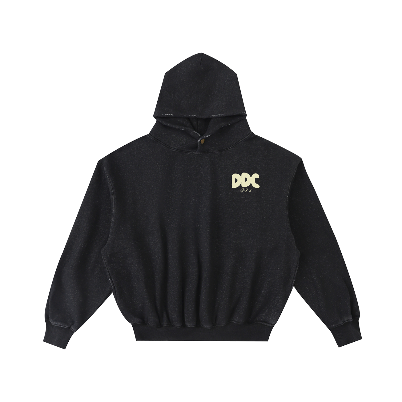 Adult White Fox Frayed Enzyme Washed Hoodie